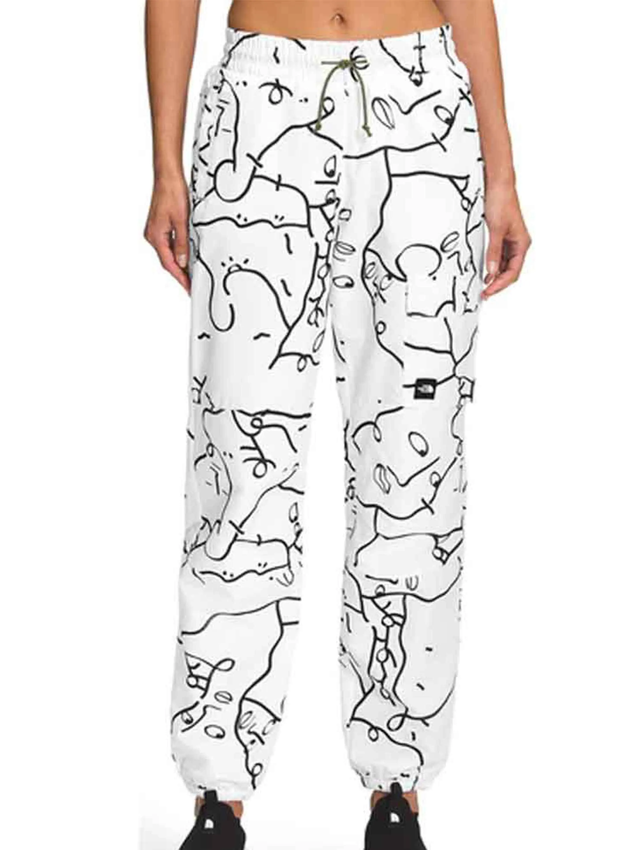 Women's Printed Windproof Trousers,White