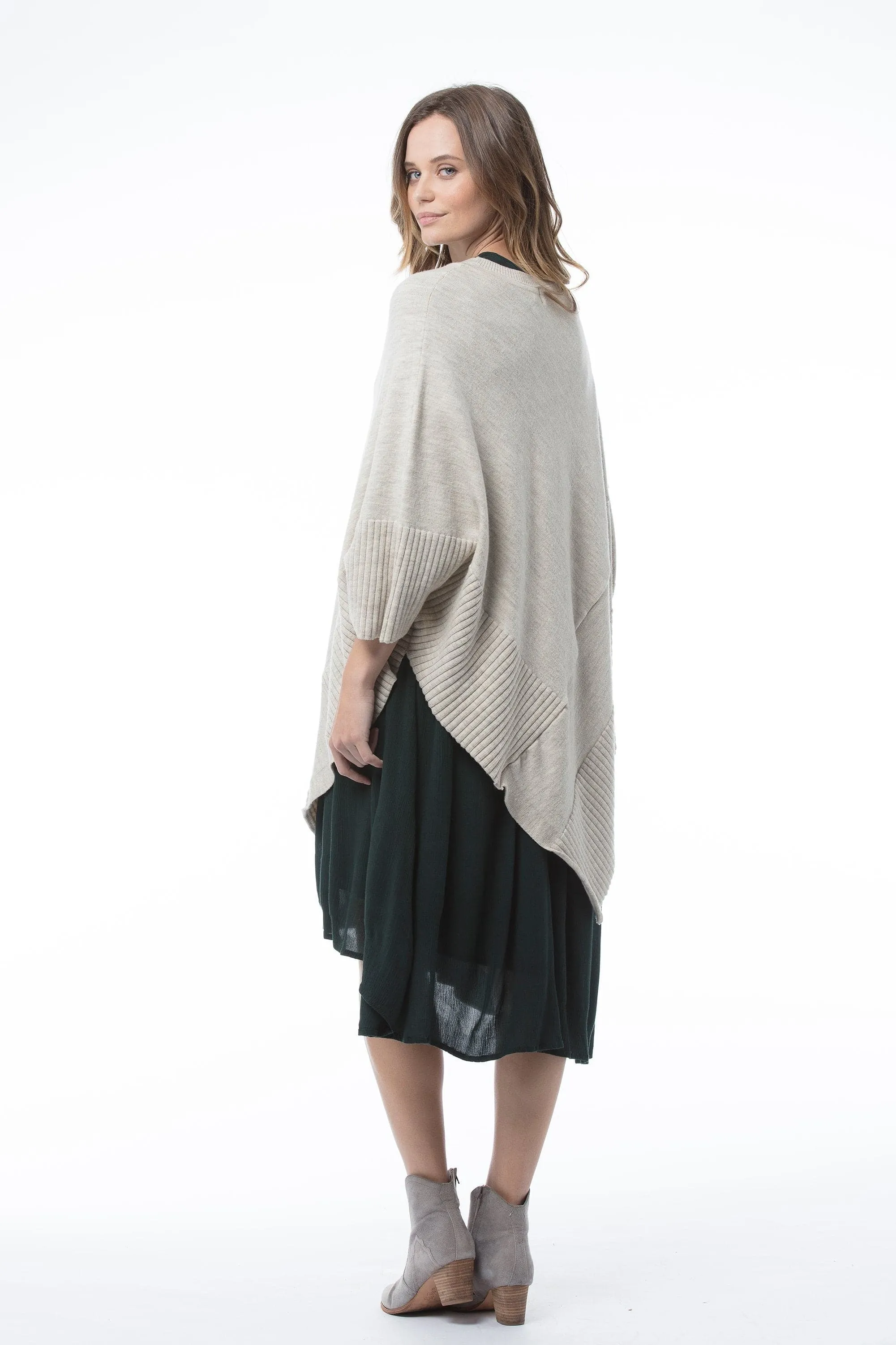 Wool Cape | Women's Fashion Beige Cape | MAGGIE Poncho - Beige